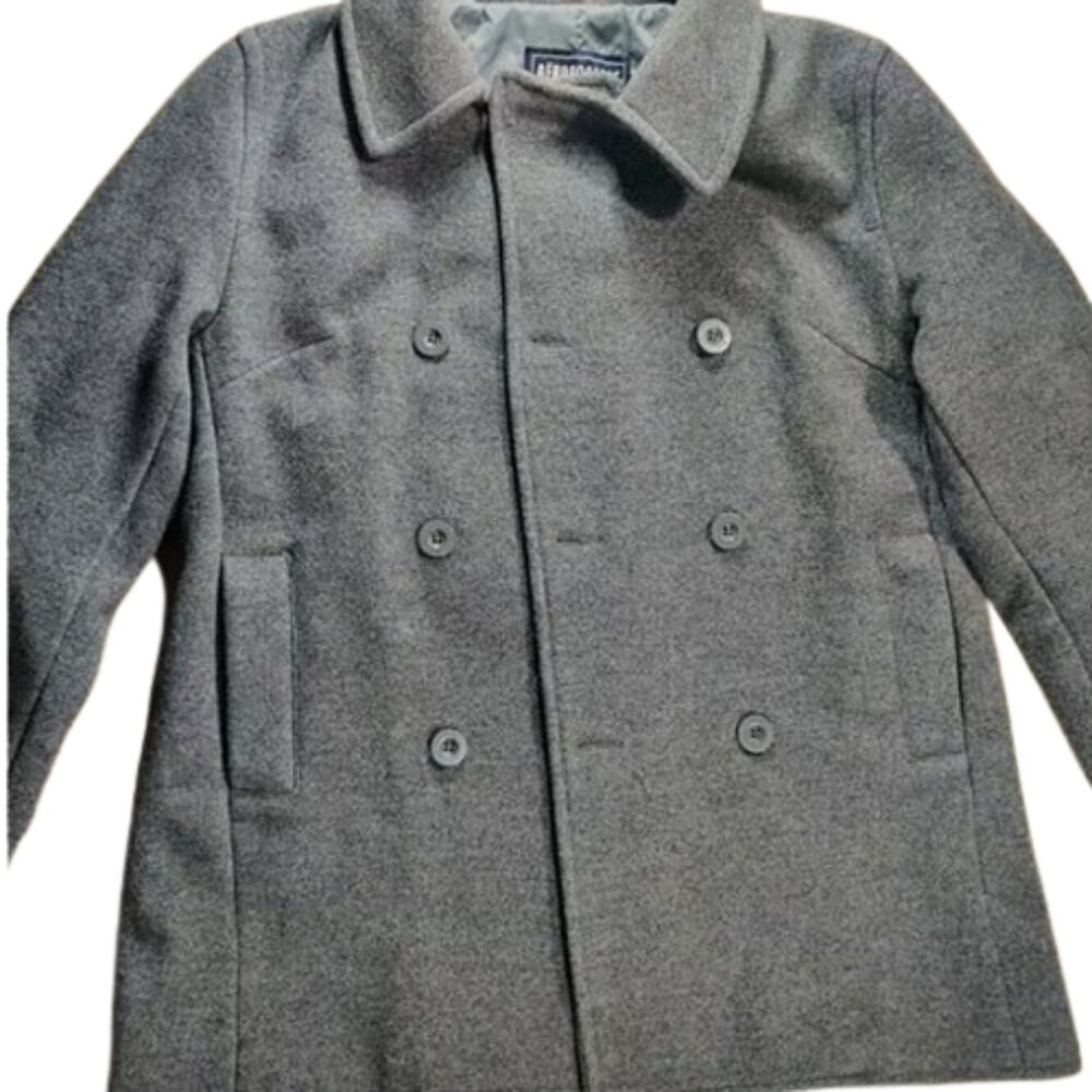 Aeropostale Women’s Large Gray Wool Blend Double Breasted Peacoat Jacket